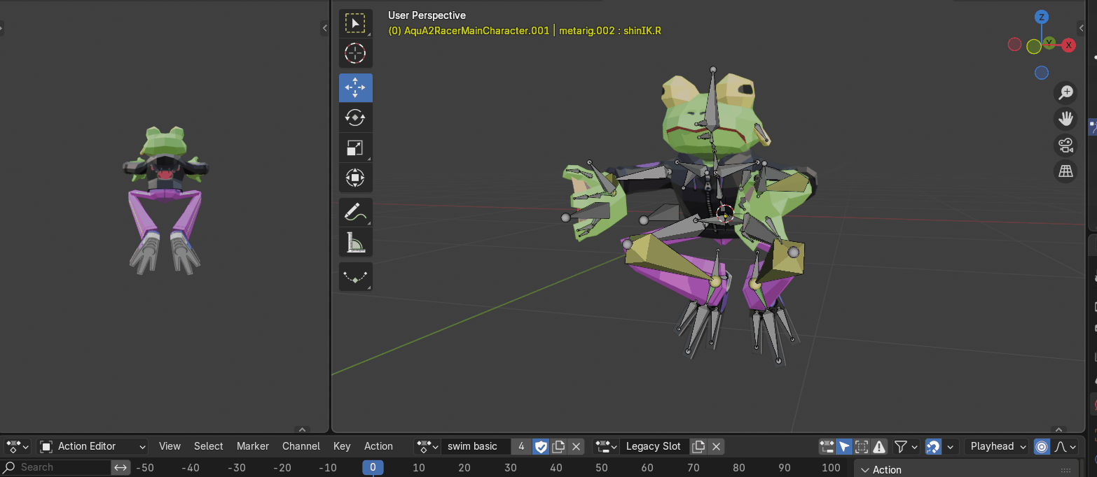 I also made the animations, this being the swimming animation.